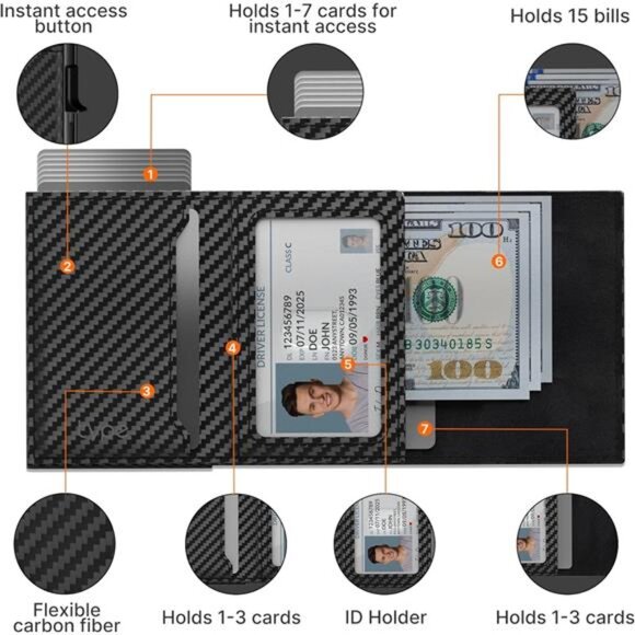 Mens Smart Wallet Card Holder for AirTag: Leather, Compatible with Apple Air - Picture 3 of 7